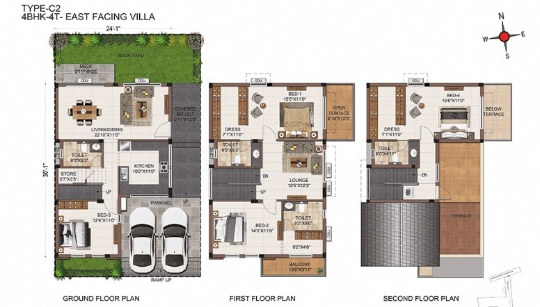 Floor plan of 4 BHK 2548 Sq. Ft. Villa in Casagrand Platinum, Chennai