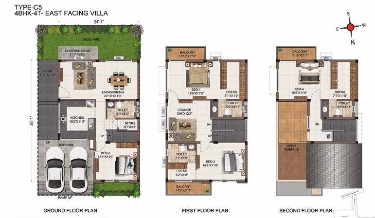 Floor plan of 4 BHK 2697 Sq. Ft. Villa in Casagrand Platinum, Chennai