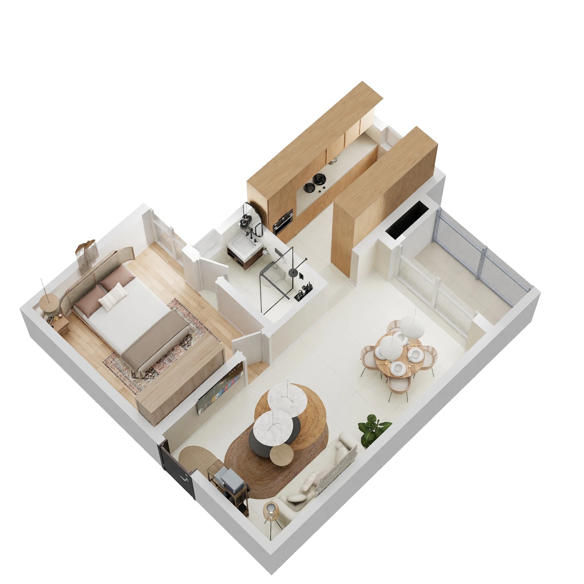 Floor plan of 1 BHK 686 Sq. Ft. Apartment in Casagrand Primrose, Chennai