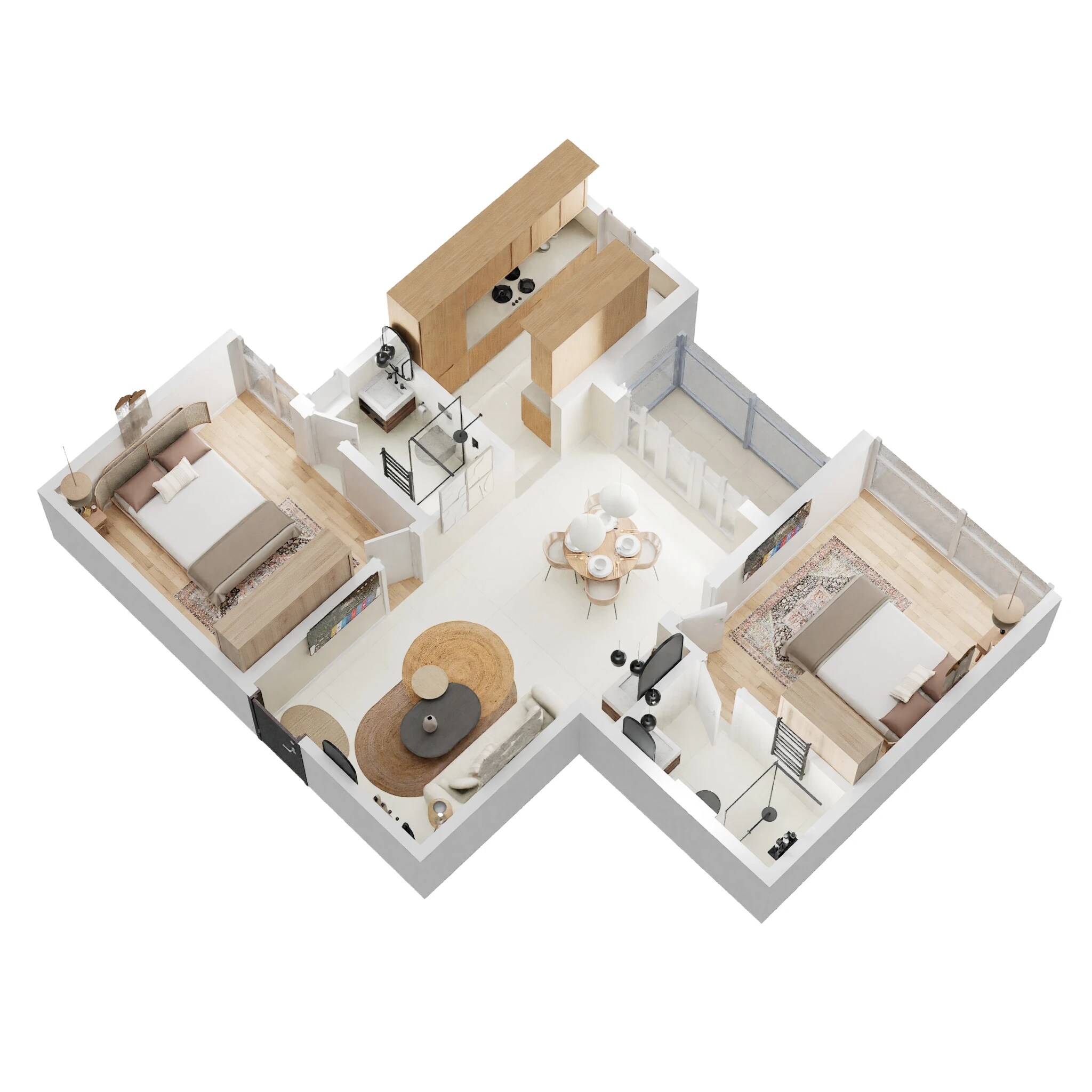 Floor plan of 2 BHK 950 Sq. Ft. Apartment in Casagrand Primrose, Chennai