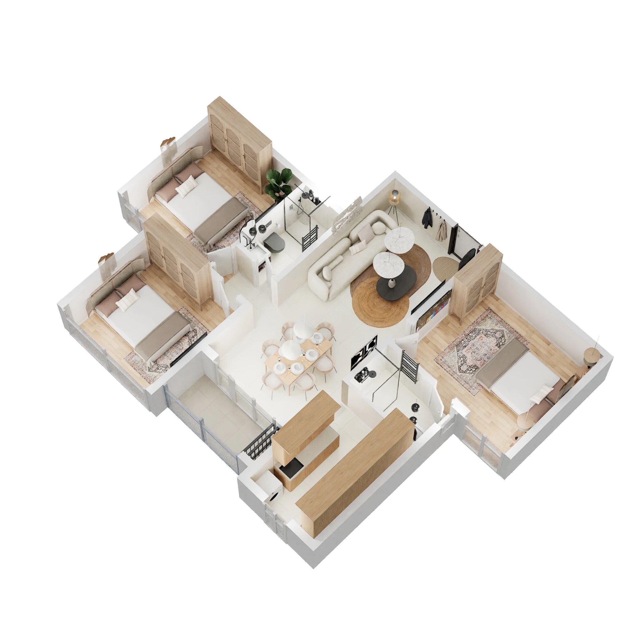 Floor plan of 3 BHK 1133 Sq. Ft. Apartment in Casagrand Primrose, Chennai