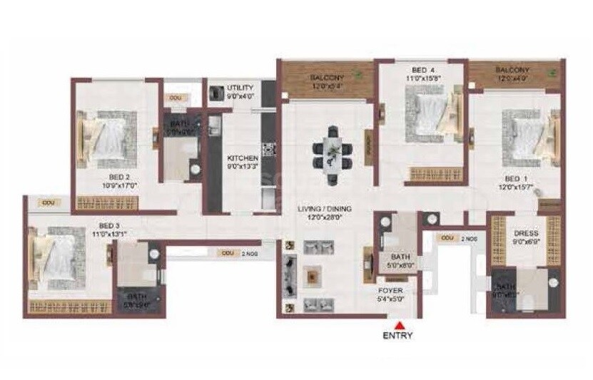  4 BHK Apartment at Casagrand Suncity, Kelambakkam – for Sale