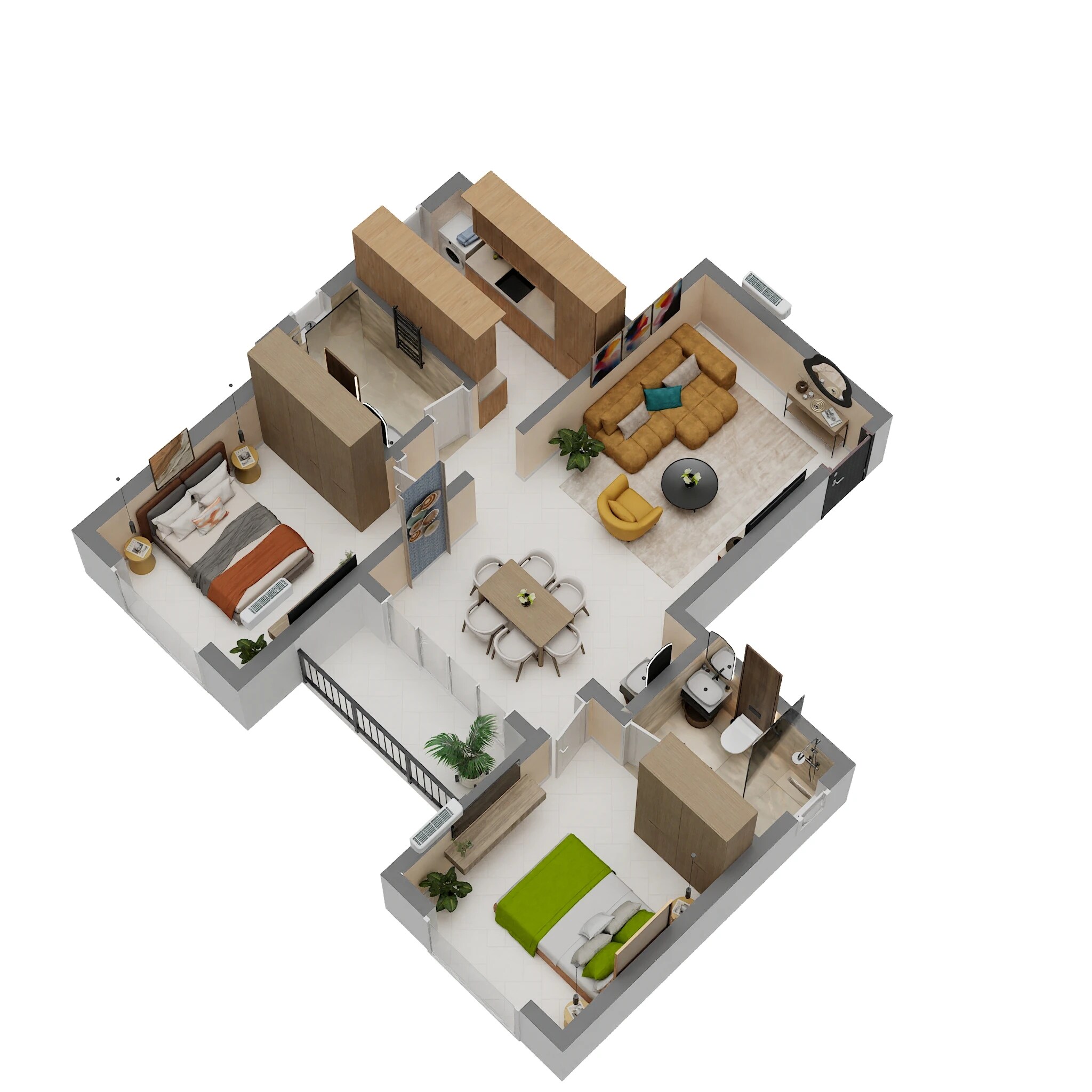 Floor plan of 2 BHK 983 Sq. Ft. Apartment in Casagrand Upstay Parsley, Chennai