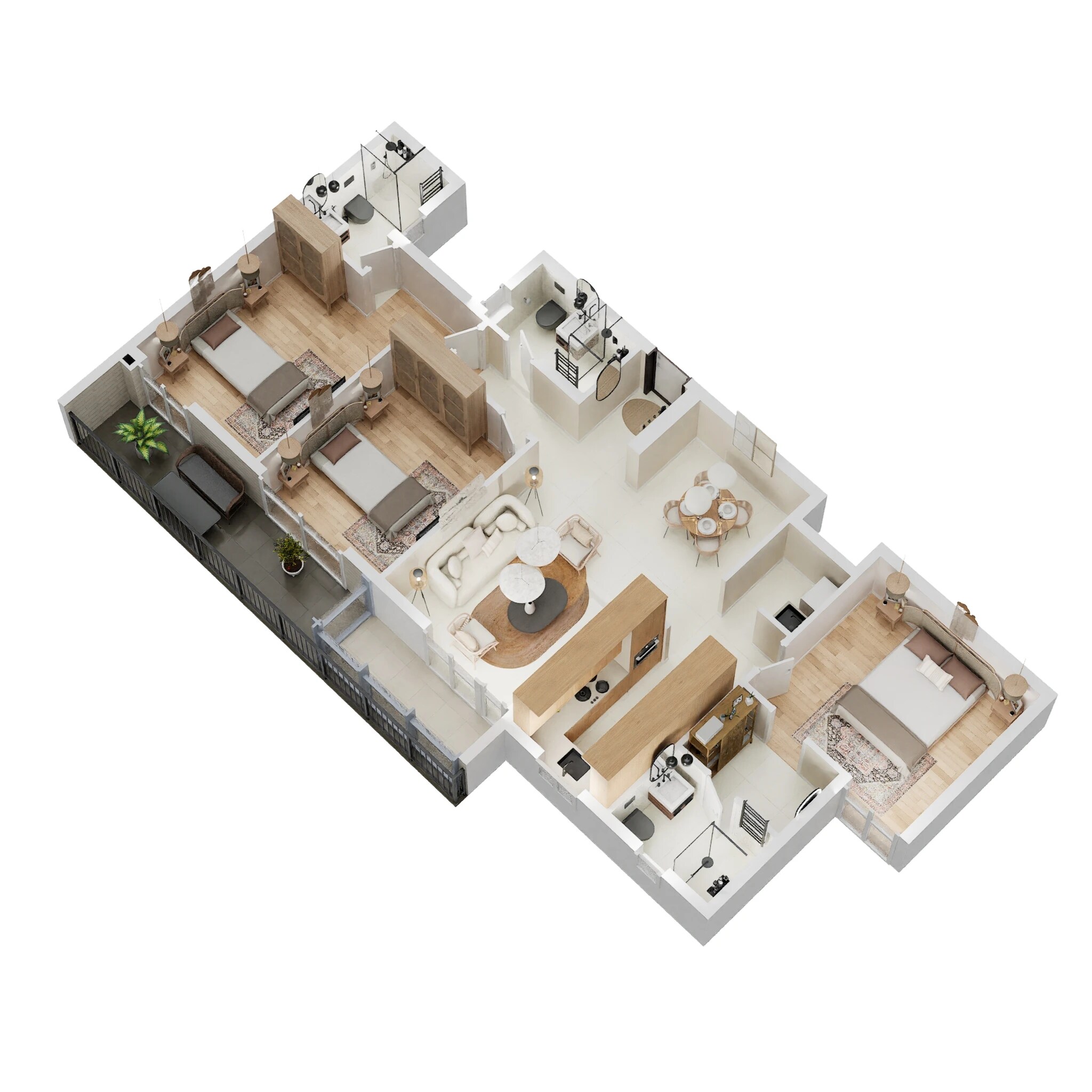 Floor plan of 3 BHK 1496 Sq. Ft. Apartment in Casagrand Utopia, Chennai