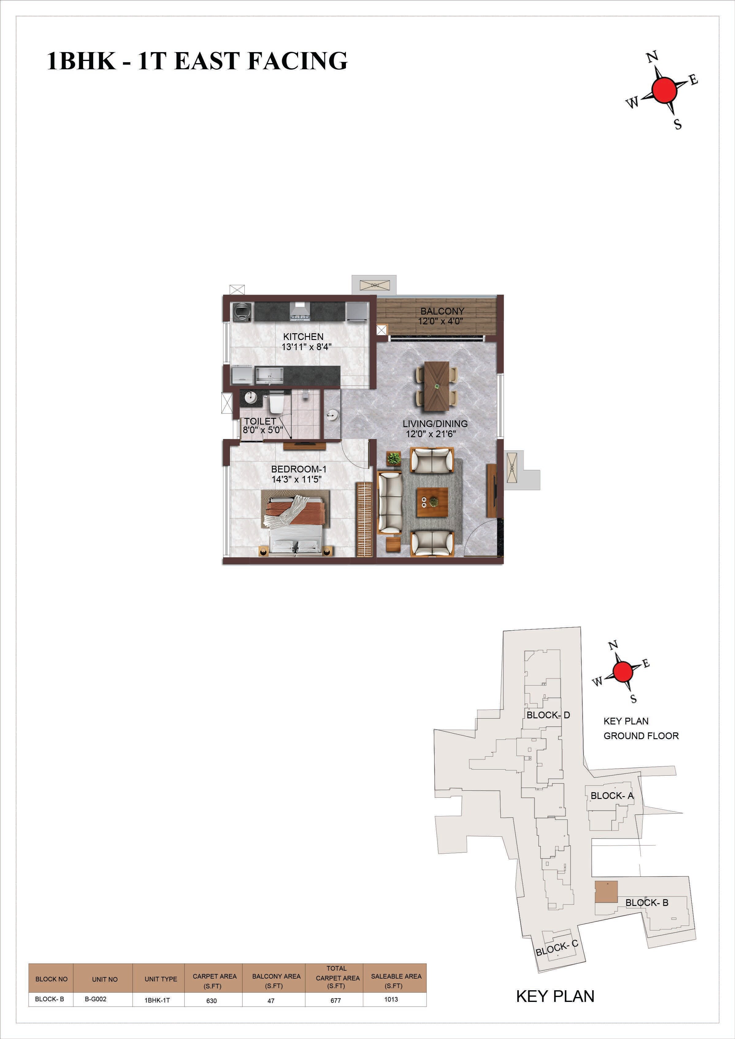1 BHK 1013 Sq. Ft. Apartment