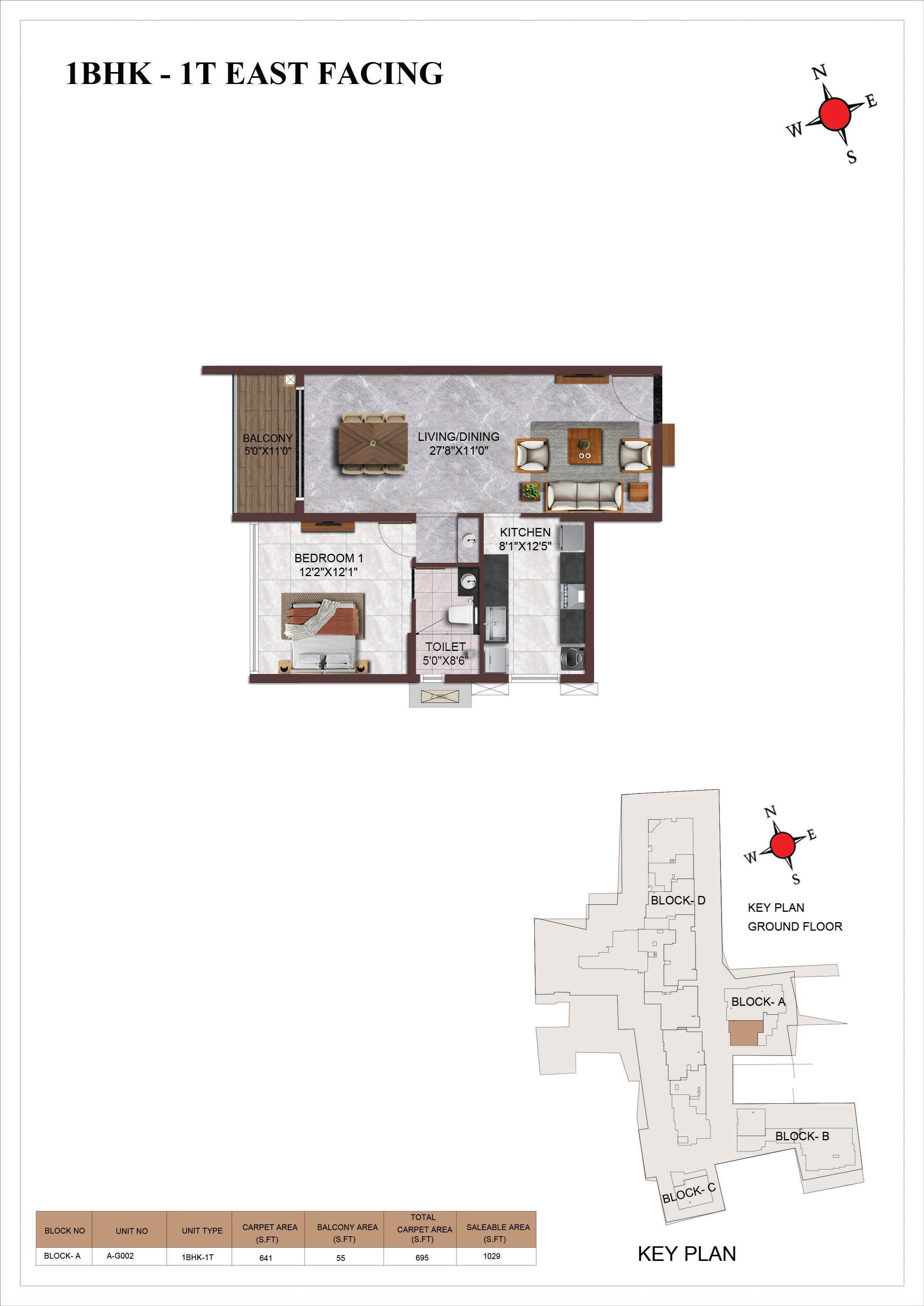 1 BHK 1029 Sq. Ft. Apartment