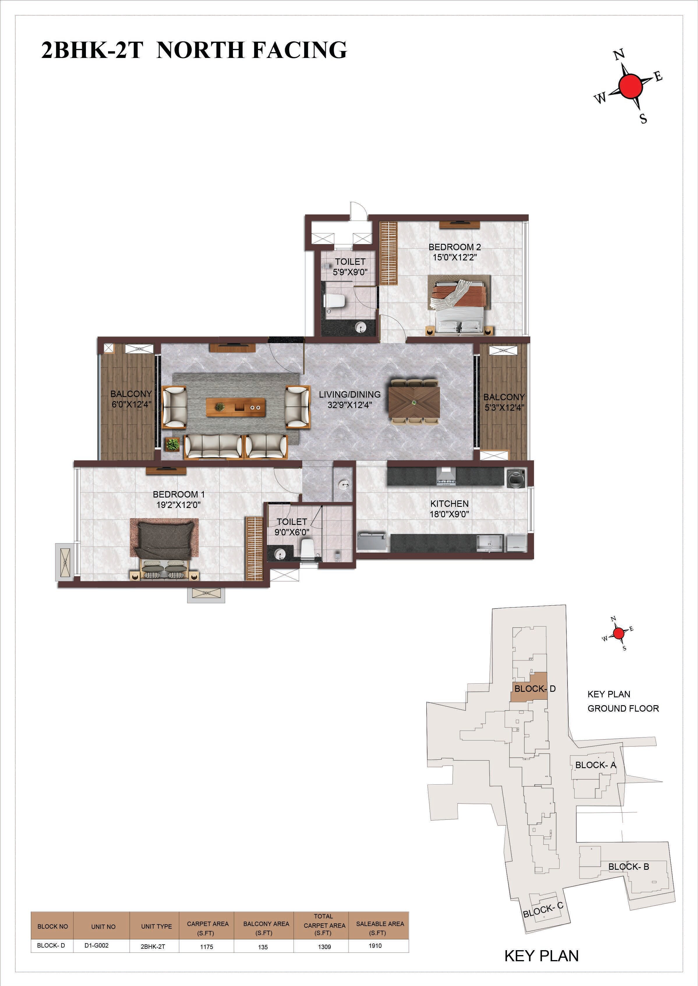 2 BHK 1910 Sq. Ft. Apartment