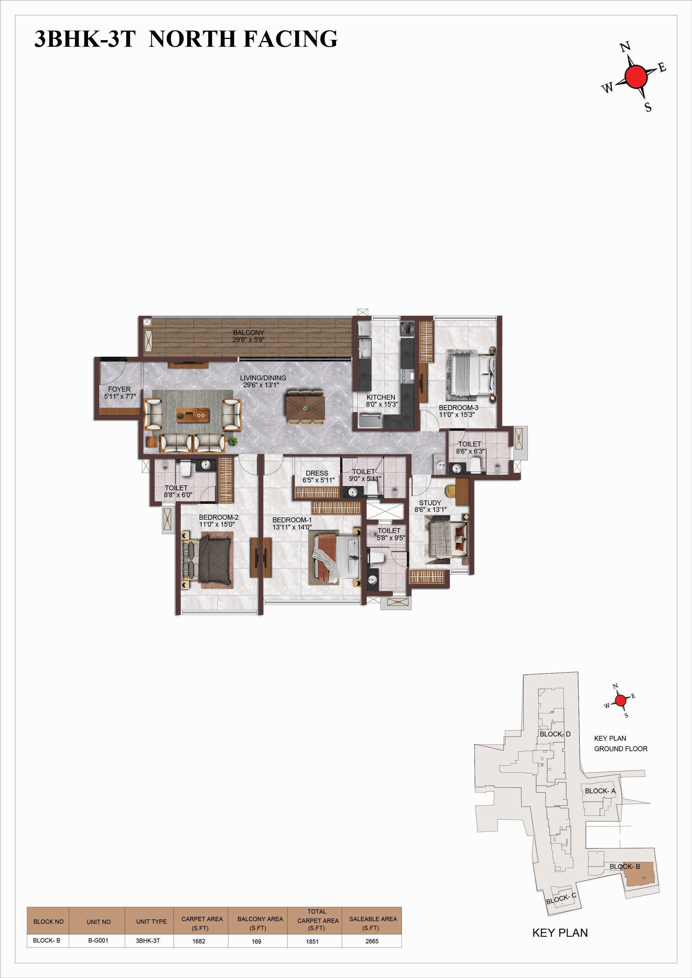 3 BHK 2665 Sq. Ft. Apartment