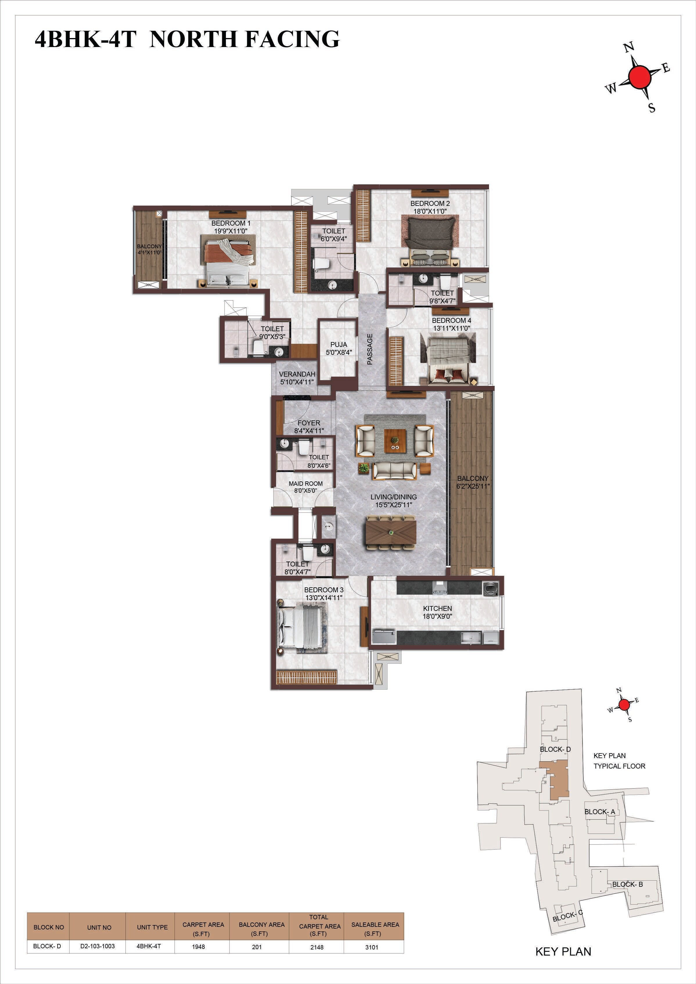 4 BHK 3101 Sq. Ft. Apartment