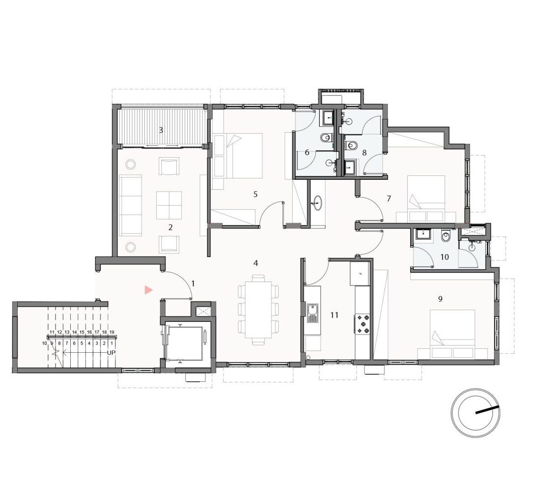 Floor plan of 3 BHK 1725 Sq. Ft. Apartment in Ceebros Vedhagam, Chennai