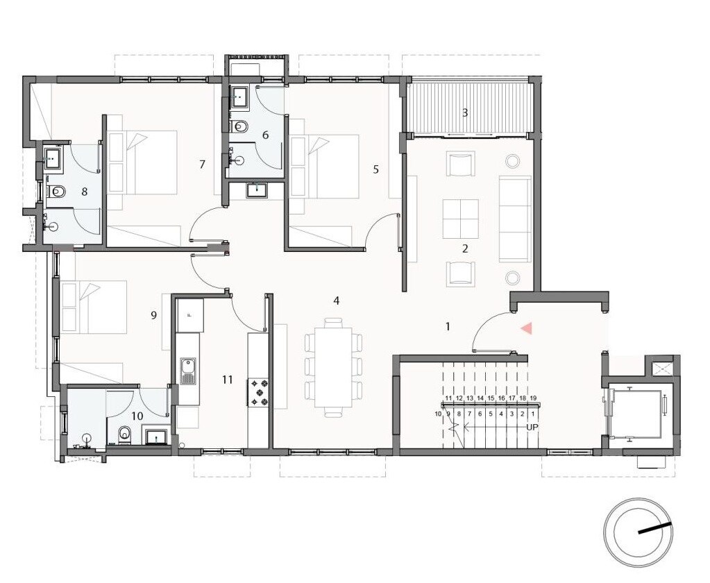 Floor plan of 3 BHK 1740 Sq. Ft. Apartment in Ceebros Vedhagam, Chennai