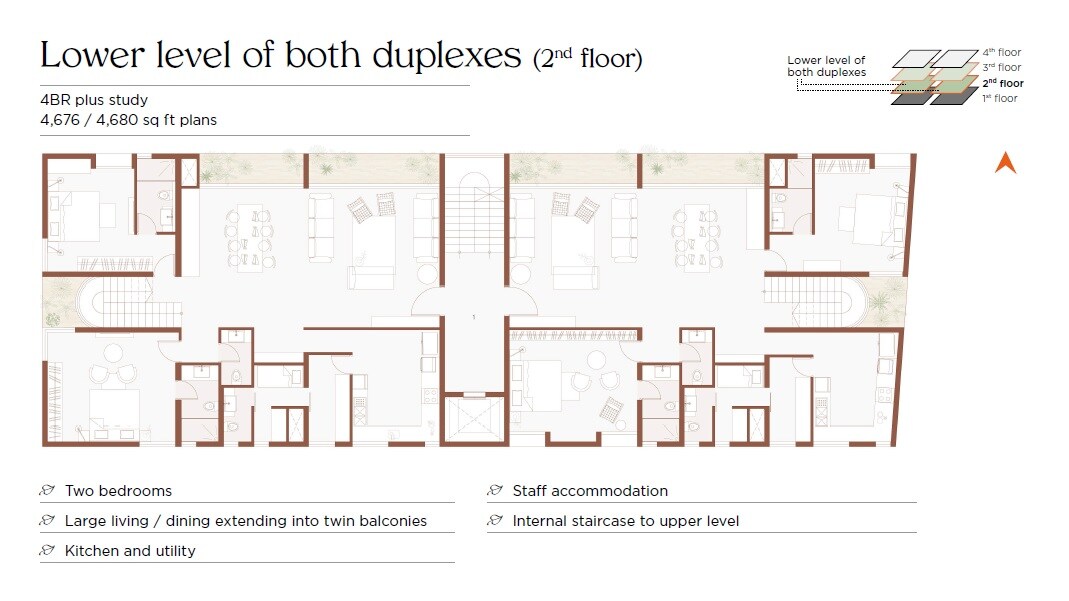 Floor plan of 4 BHK 4680 Sq. Ft. Apartment in Chaitanya Bilva Tree, Chennai