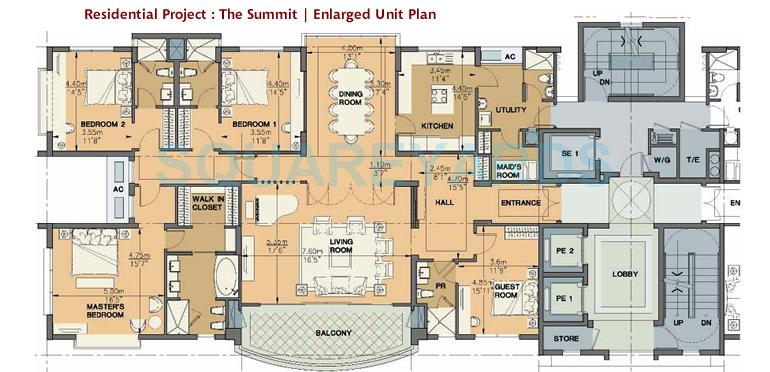 Floor plan of 4 BHK 4000 Sq. Ft. Apartment in Chaitanya Builders The Summit, Chennai