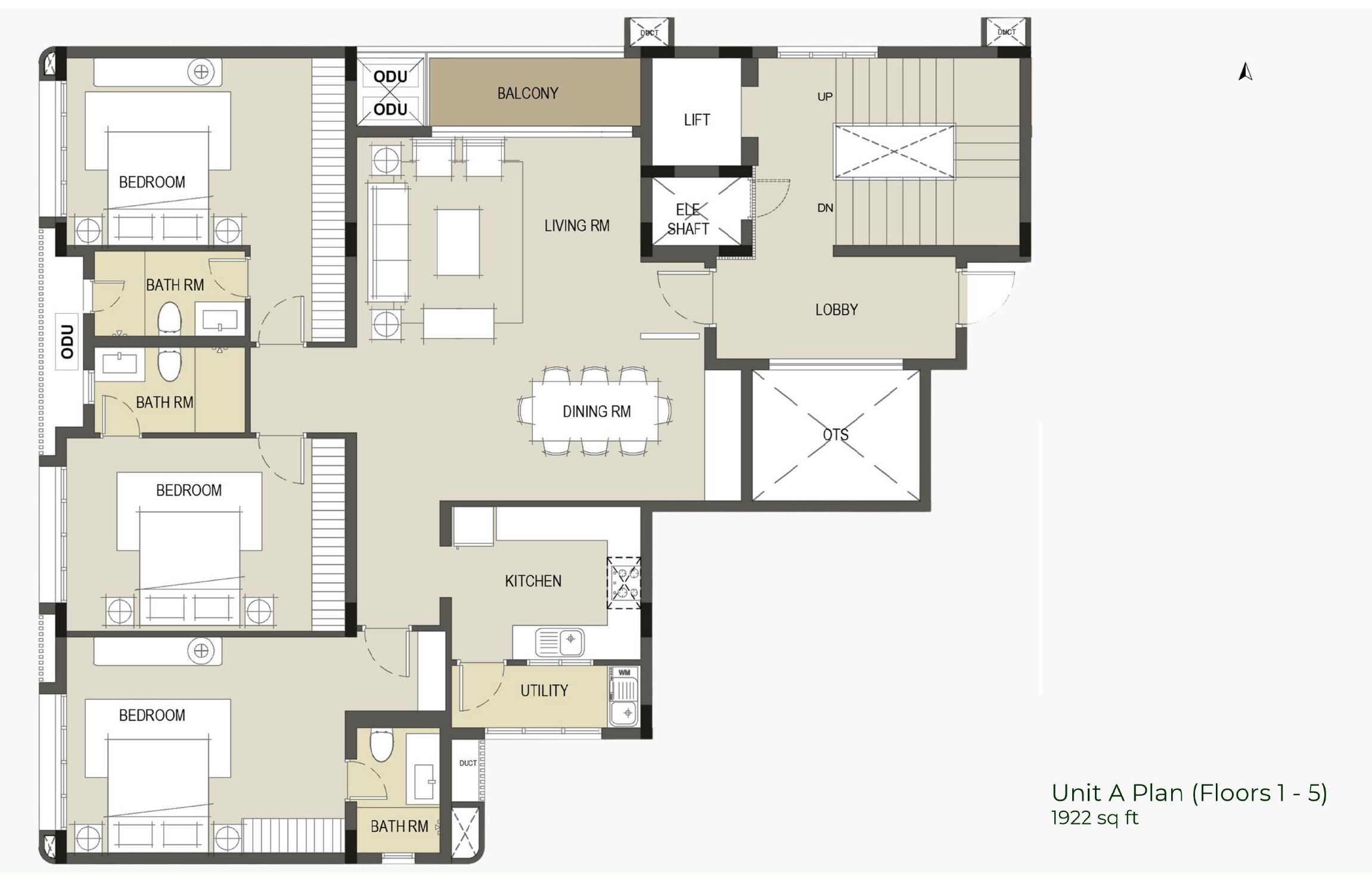 3 BHK 1922 Sq. Ft. Apartment