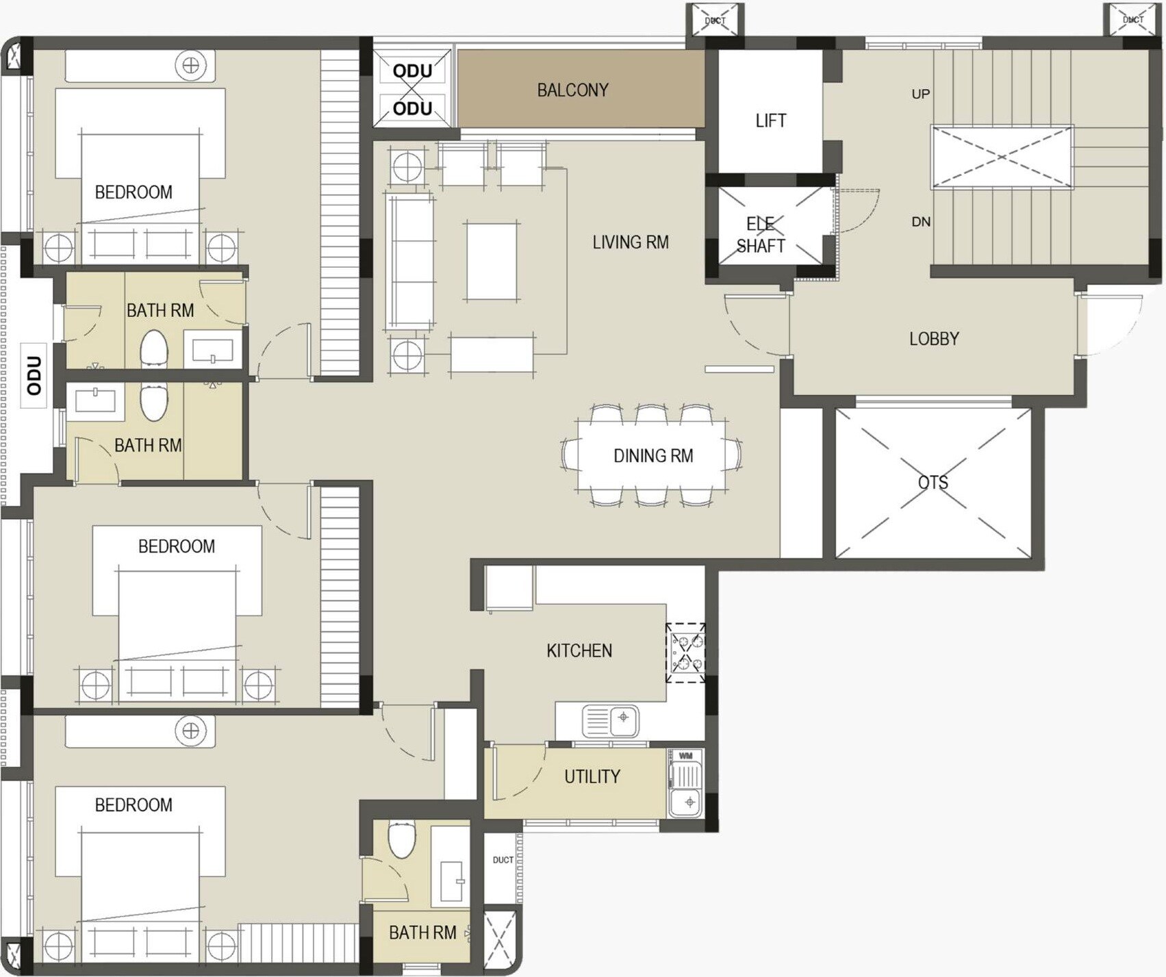 3 BHK 1925 Sq. Ft. Apartment