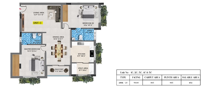 2 BHK 1152 Sq. Ft. Apartment in Cinnamon Blossom