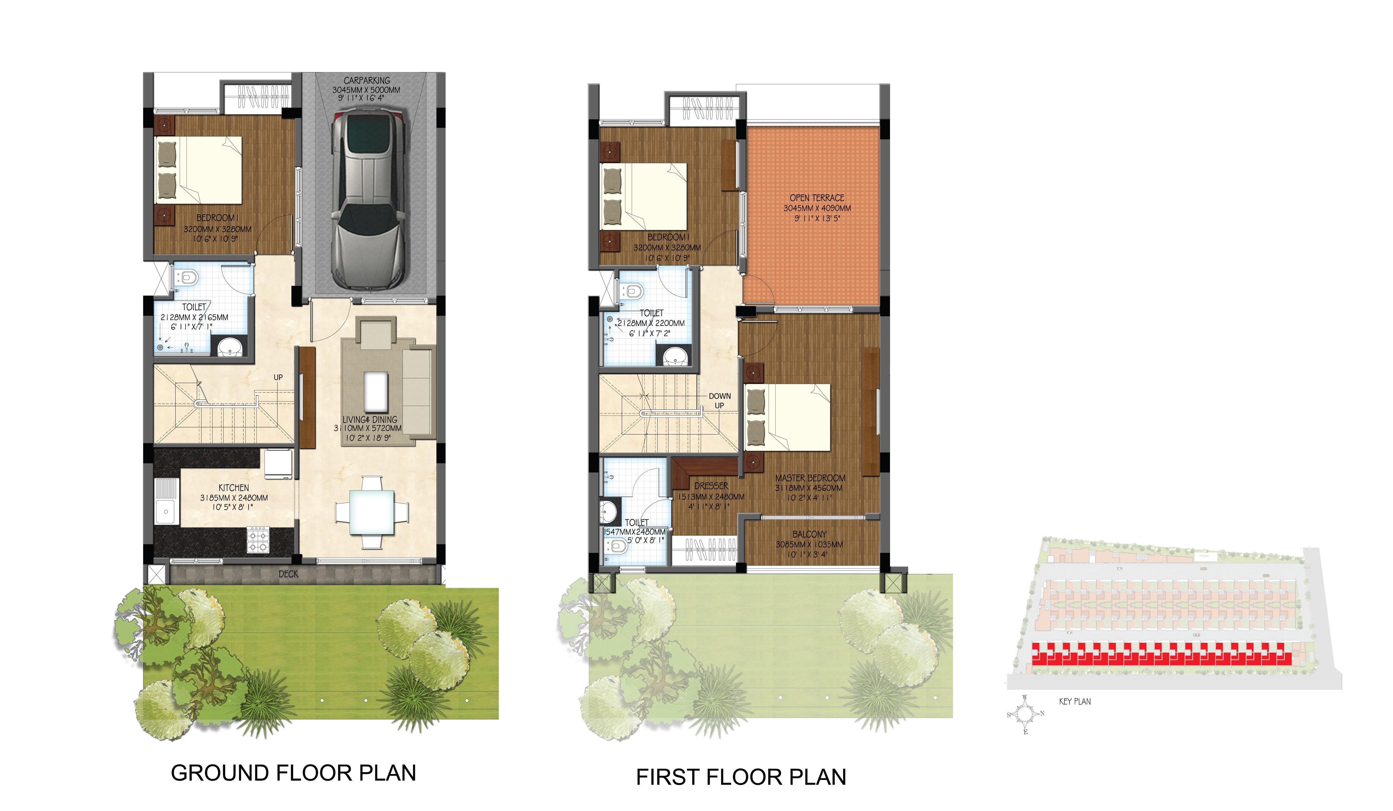 Floor plan of 3 BHK 1650 Sq. Ft. Villa in DABC Gardenia, Chennai