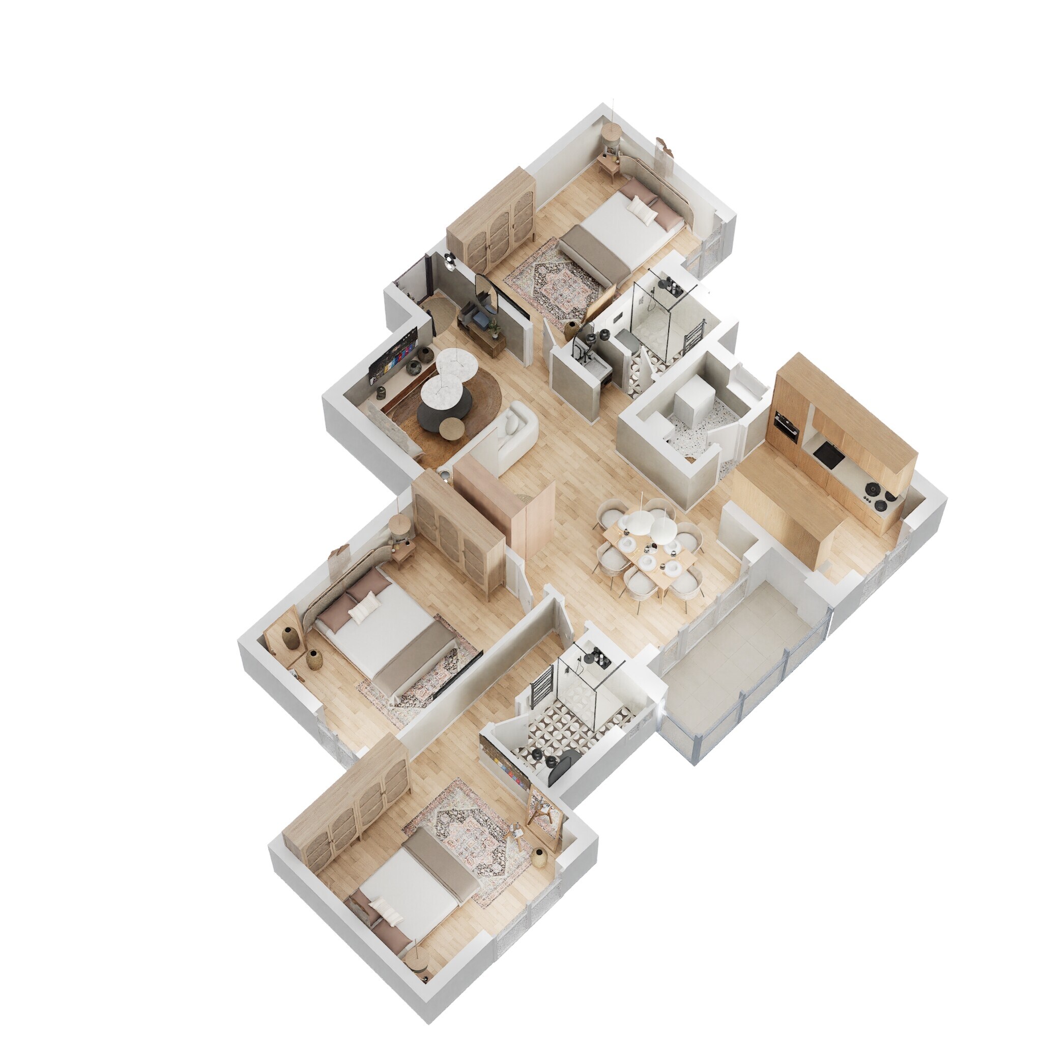 Floor plan of 3 BHK 1476 Sq. Ft. Apartment in DAC Prathyangira, Chennai