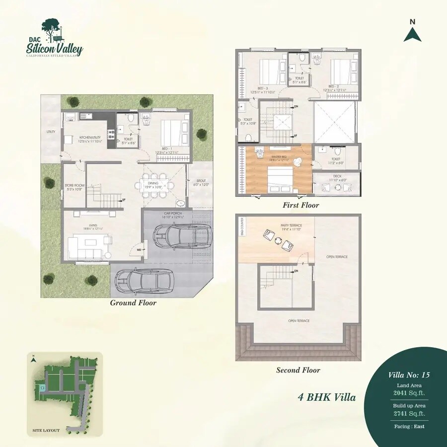 Floor plan of 4 BHK 2741 Sq. Ft. Villa in DAC Silicon Valley, Chennai