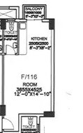 Floor plan of 3 BHK 484 Sq. Ft. Apartment in DLF Commanders Court, Chennai