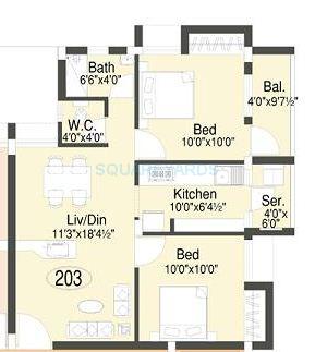 2 BHK 940 Sq. Ft. Apartment