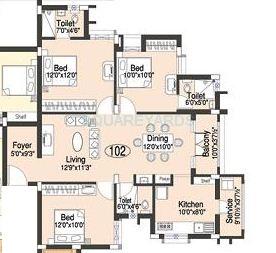3 BHK 1305 Sq. Ft. Apartment