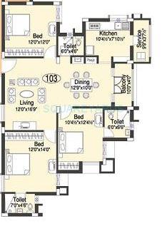 3 BHK 1525 Sq. Ft. Apartment