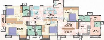 Floor plan of 4 BHK 2310 Sq. Ft. Apartment in Doshi Llanstephan, Chennai
