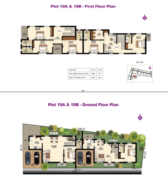 Floor plan of 4 BHK 2445 Sq. Ft. Villa in Doshi Serene County, Chennai