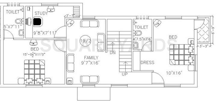 Floor plan of 4 BHK 2120 Sq. Ft. Villa in Doshi Serene County, Chennai