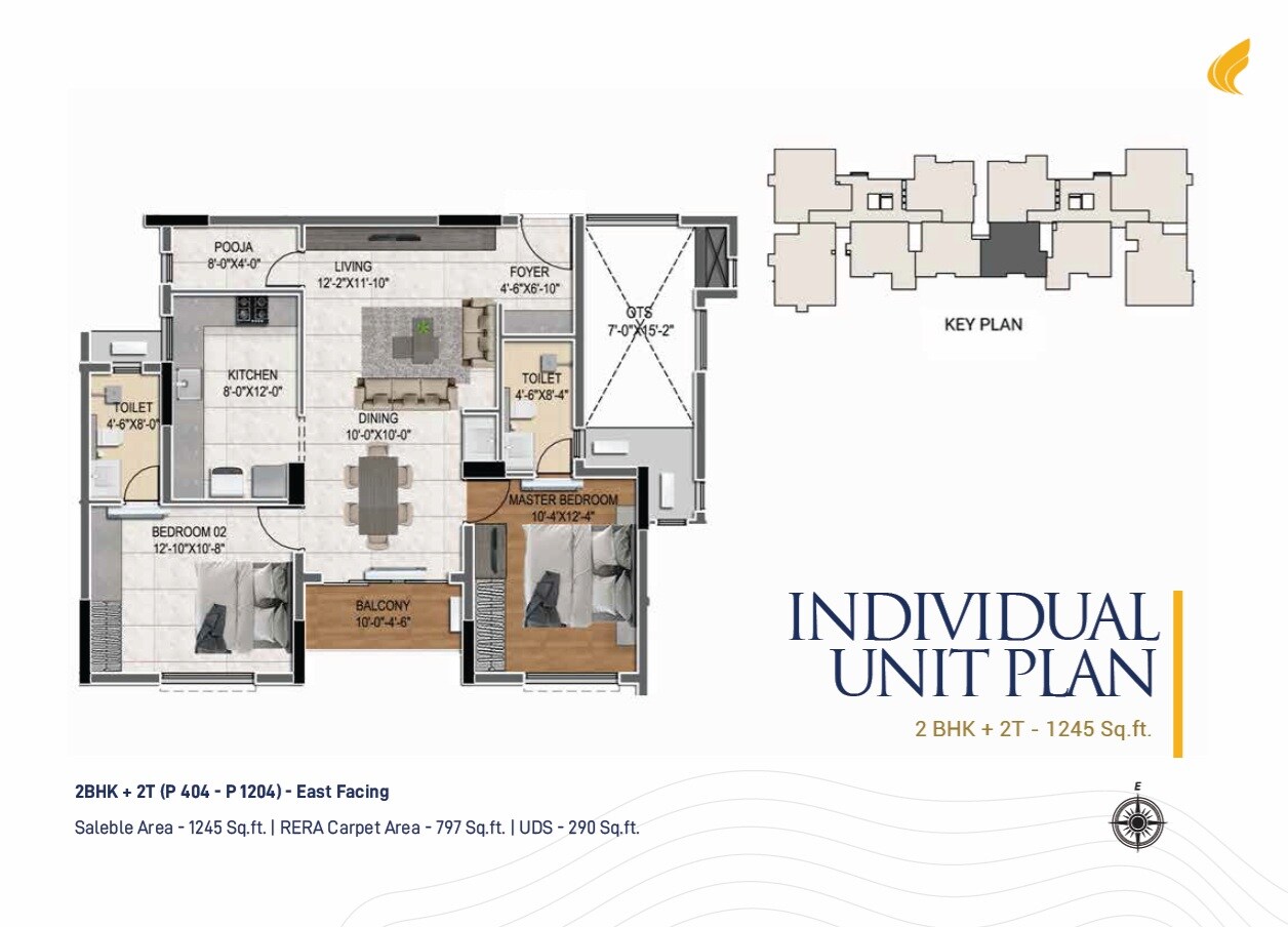 2 BHK 1245 Sq. Ft. Apartment