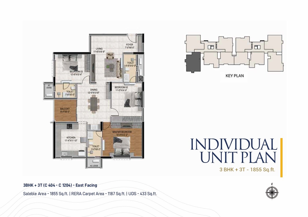 3 BHK 1855 Sq. Ft. Apartment