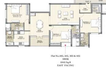 3 BHK 1845 Sq. Ft. Apartment in DRA Pristine Pavilion 1