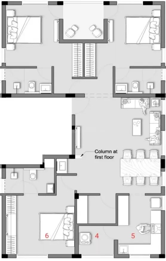 Floor plan of 3 BHK 1689 Sq. Ft. Apartment in DRA Subramanya, Chennai