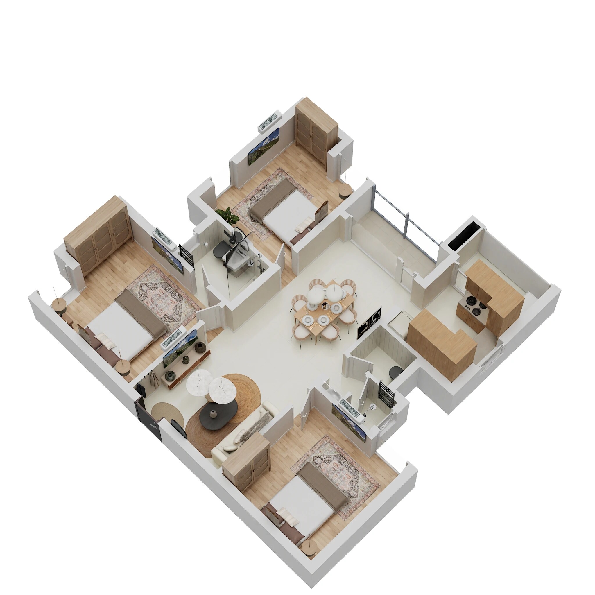 Floor plan of 3 BHK 1305 Sq. Ft. Apartment in DRA Urbania, Chennai