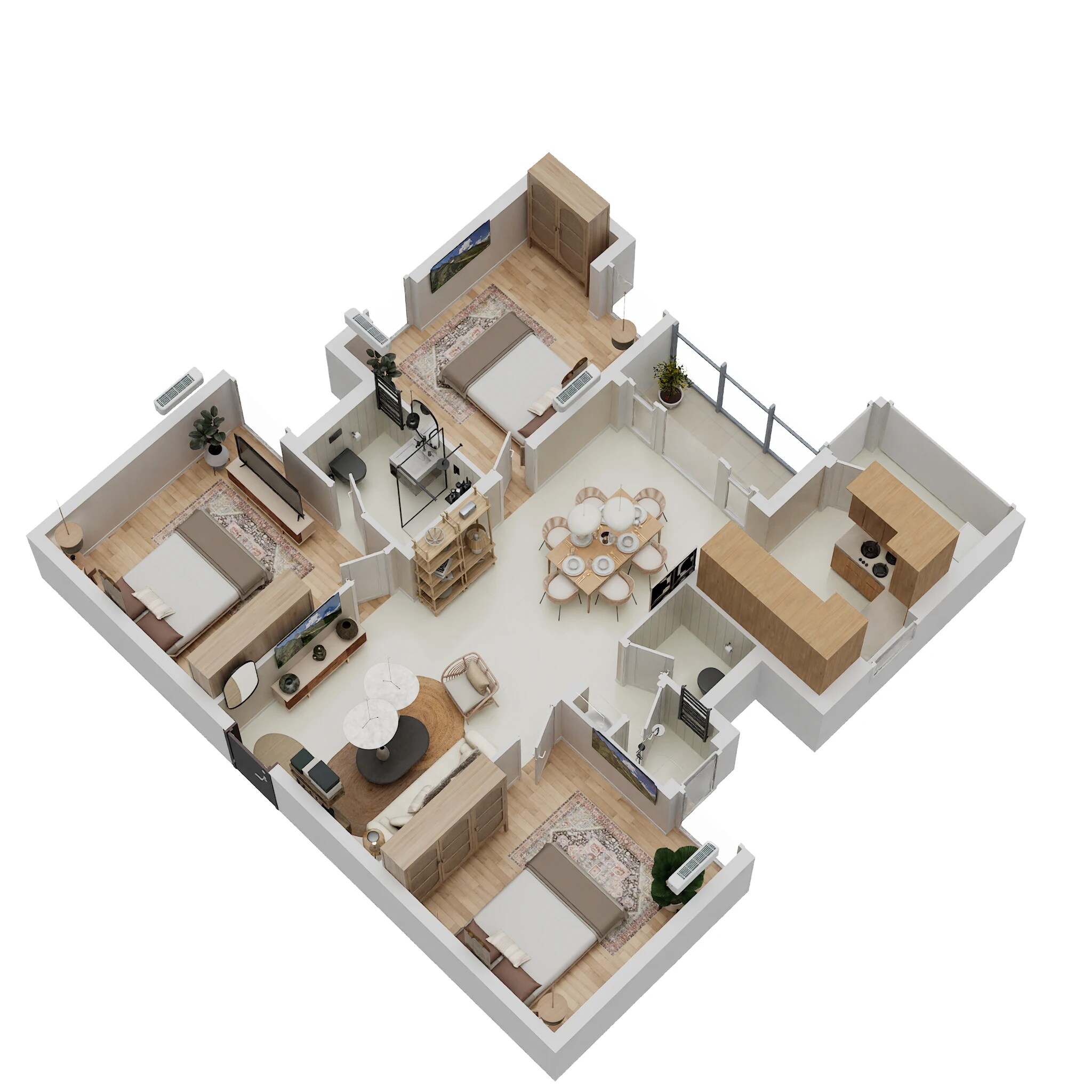 Floor plan of 3 BHK 1349 Sq. Ft. Apartment in DRA Urbania, Chennai