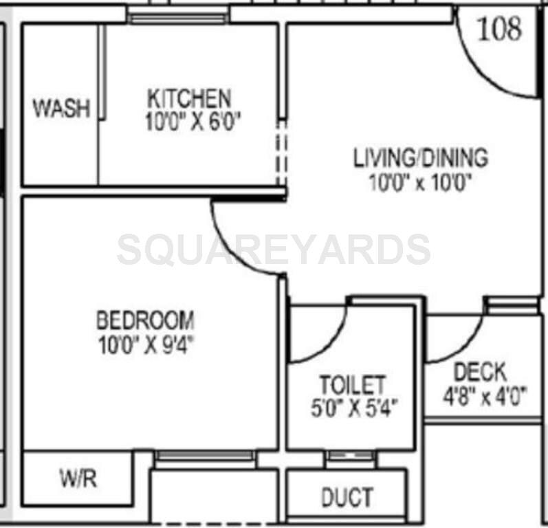 Floor plan of 1 BHK 443 Sq. Ft. Apartment in Dugar Group Gold City, Chennai