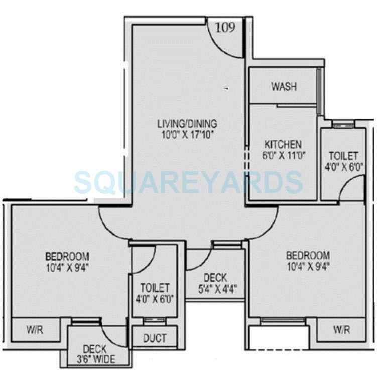 Floor plan of 2 BHK 785 Sq. Ft. Apartment in Dugar Group Gold City, Chennai