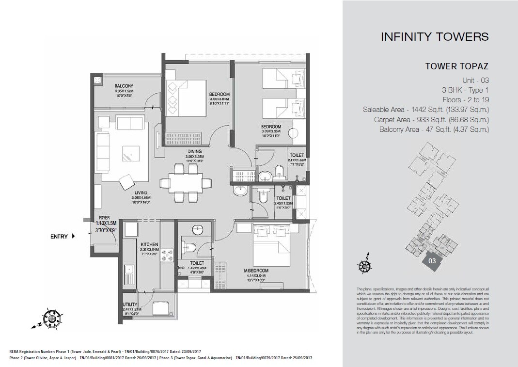 3 BHK 1442 Sq. Ft. Apartment