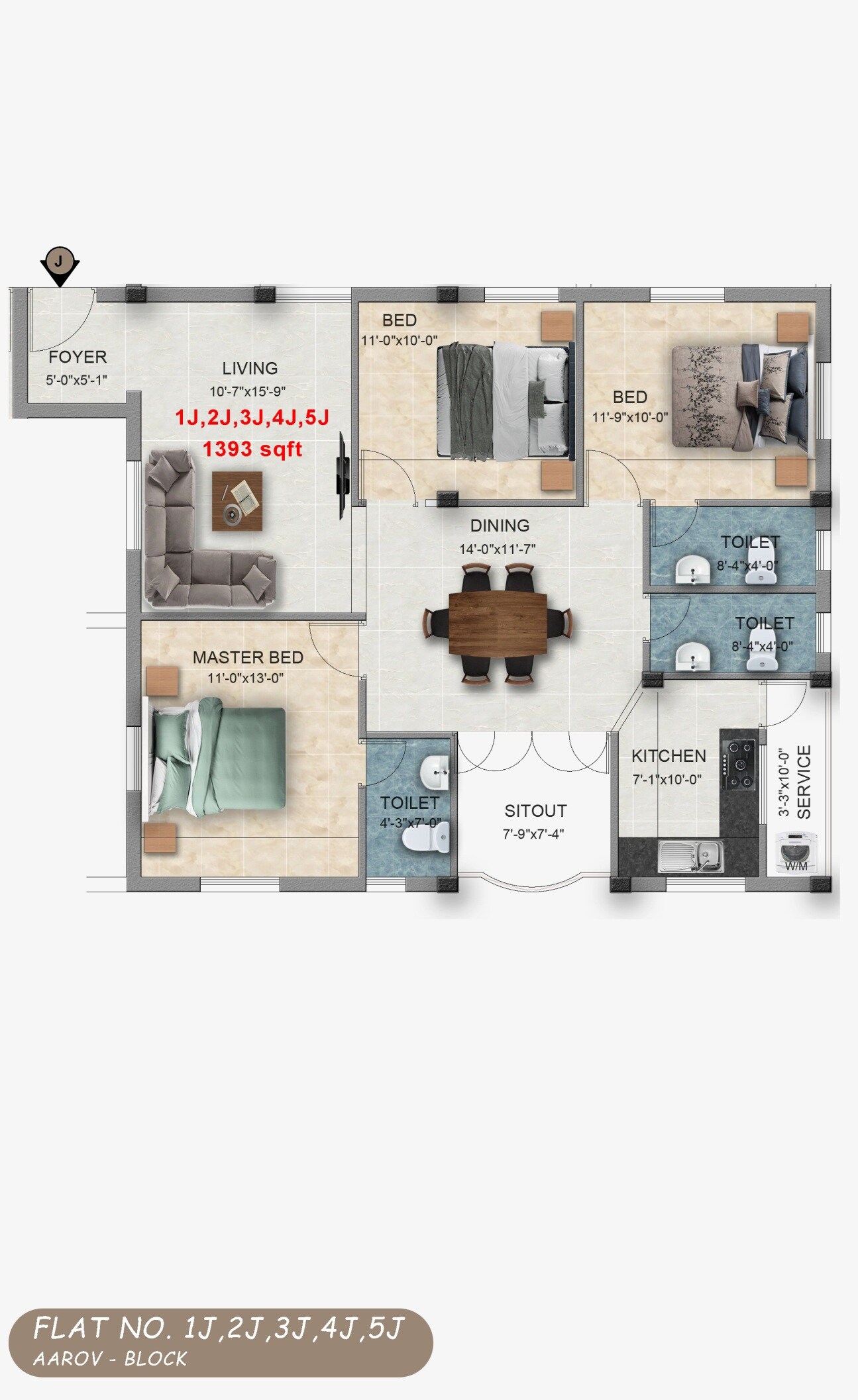3 BHK 1393 Sq. Ft. Apartment