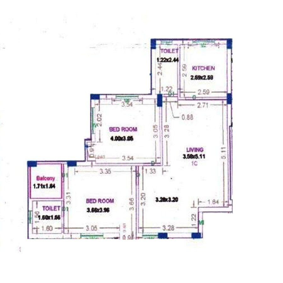 2 BHK 1015 Sq. Ft. Apartment