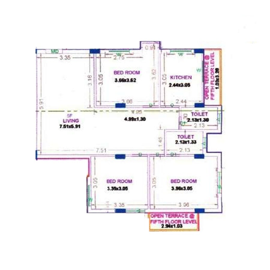 3 BHK 1195 Sq. Ft. Apartment