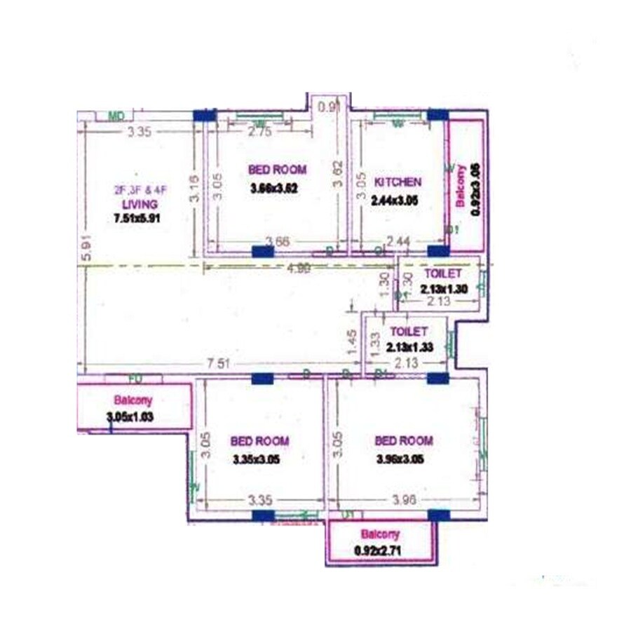 3 BHK 1365 Sq. Ft. Apartment