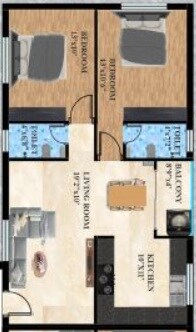 2 BHK 1090 Sq. Ft. Apartment