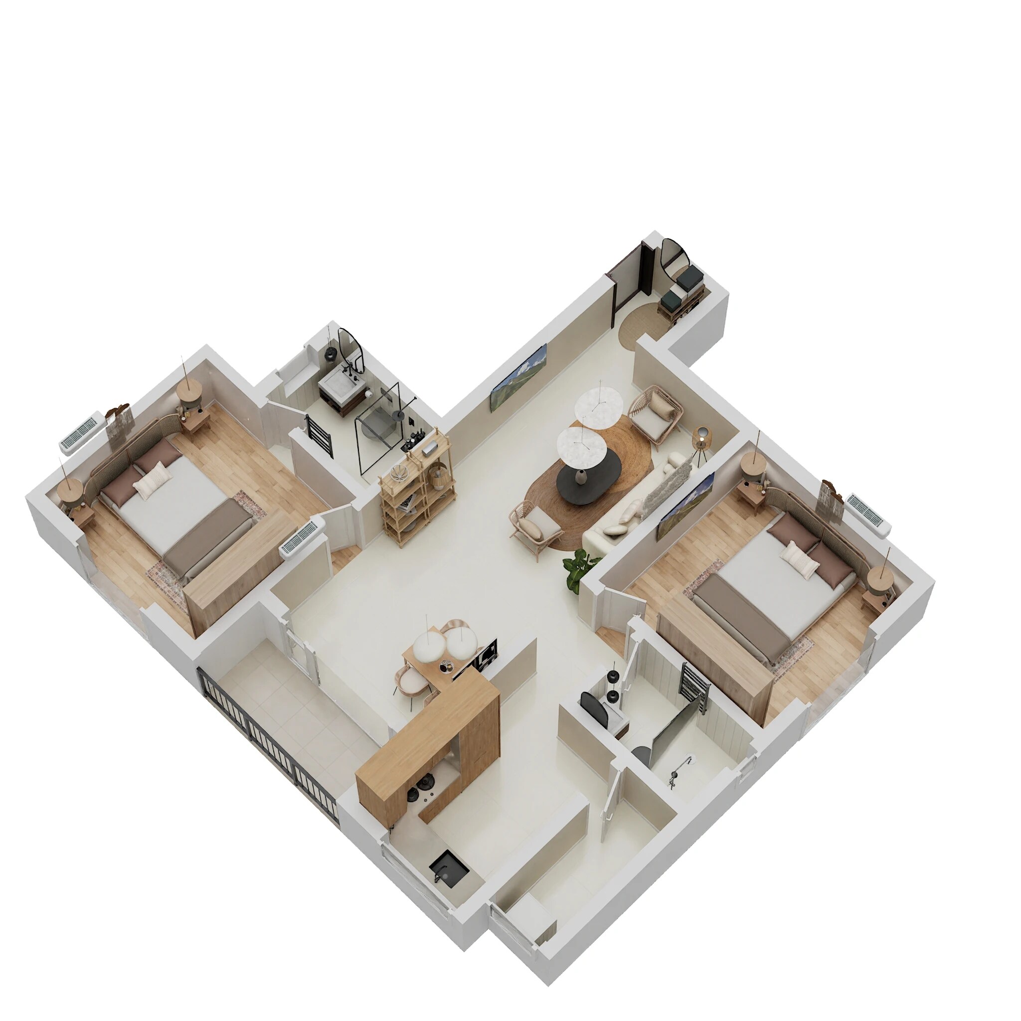 Floor plan of 2 BHK 1287 Sq. Ft. Apartment in Hi Living Evita, Chennai