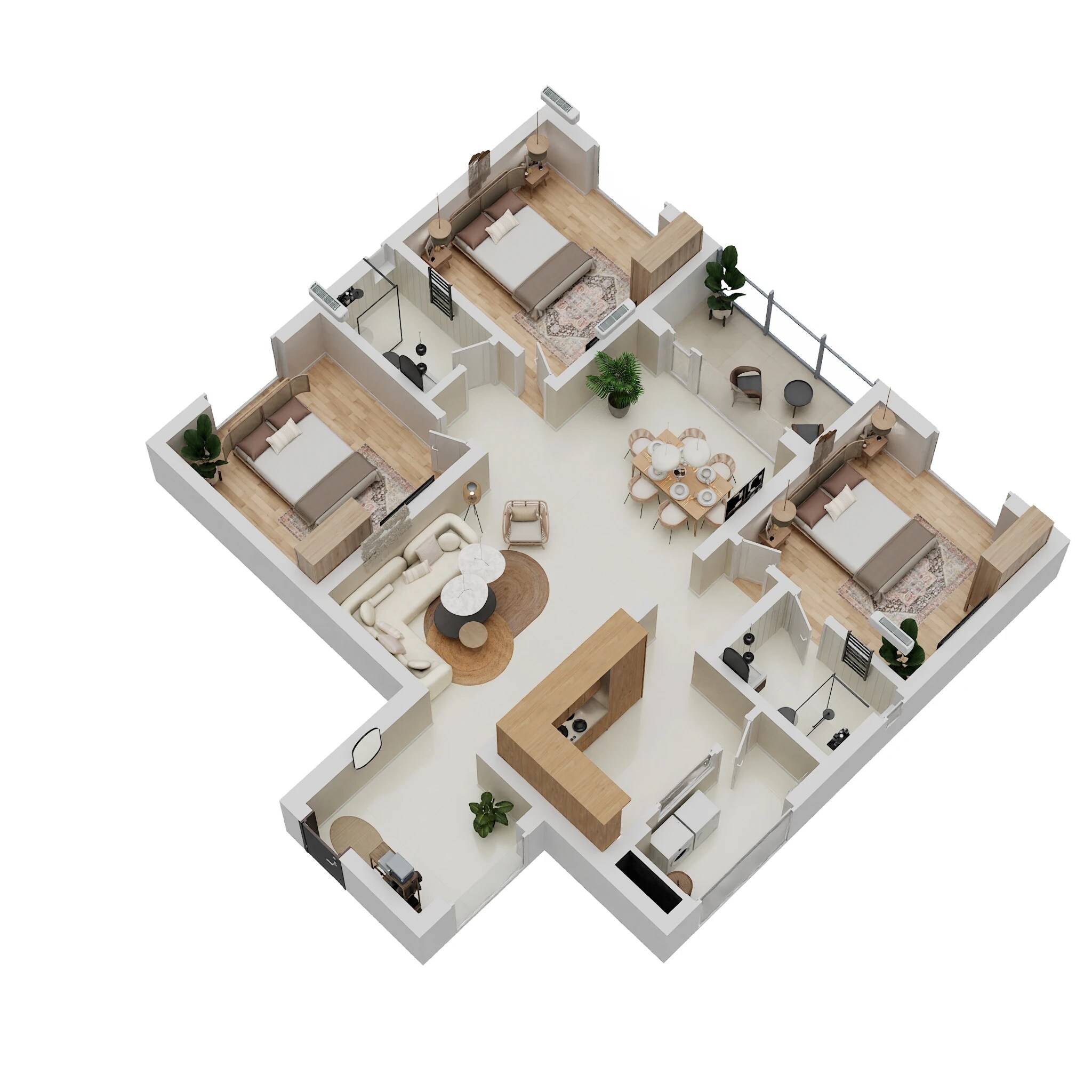 Floor plan of 3 BHK 1375 Sq. Ft. Apartment in Hi Living Evita, Chennai