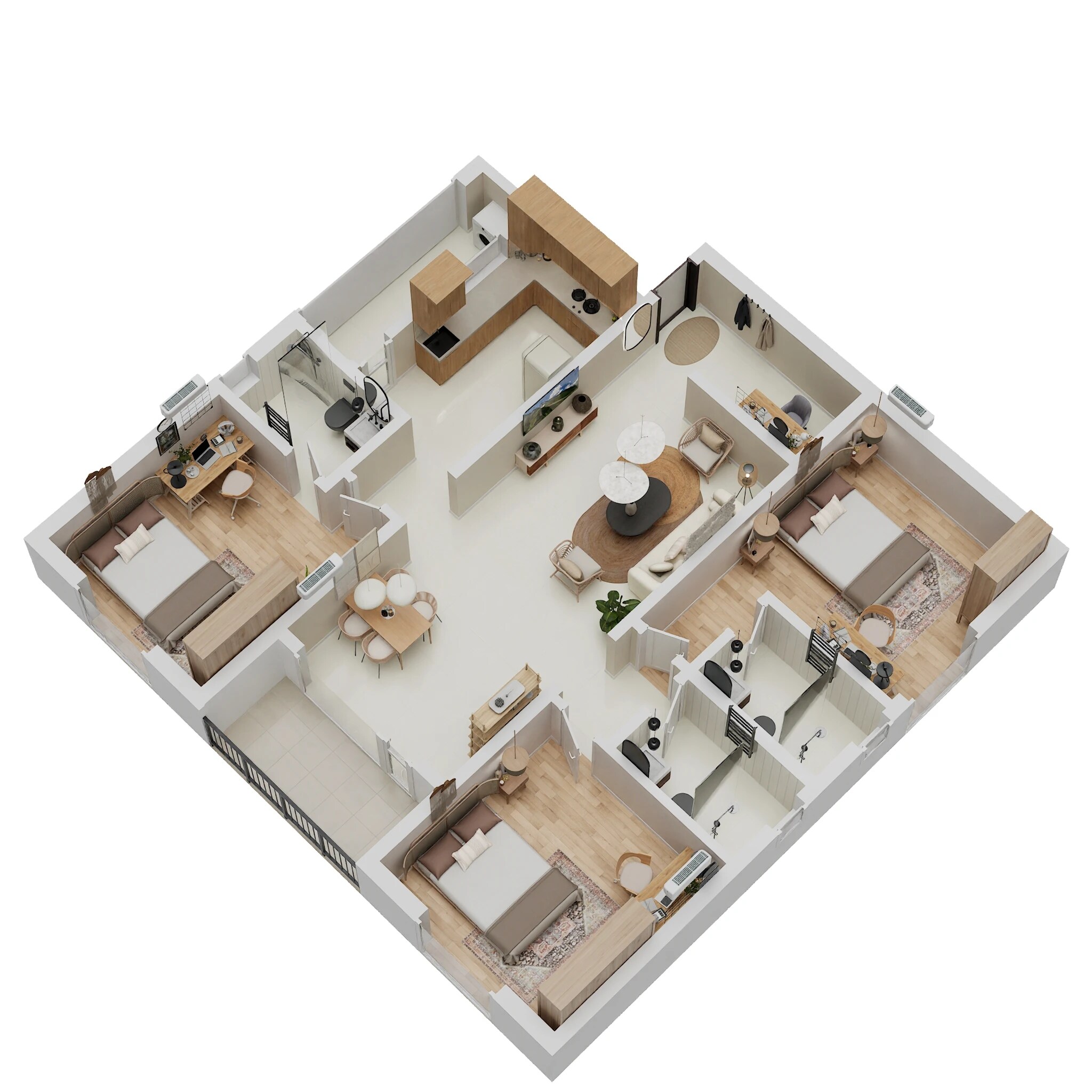 Floor plan of 3 BHK 1738 Sq. Ft. Apartment in Hi Living Evita, Chennai