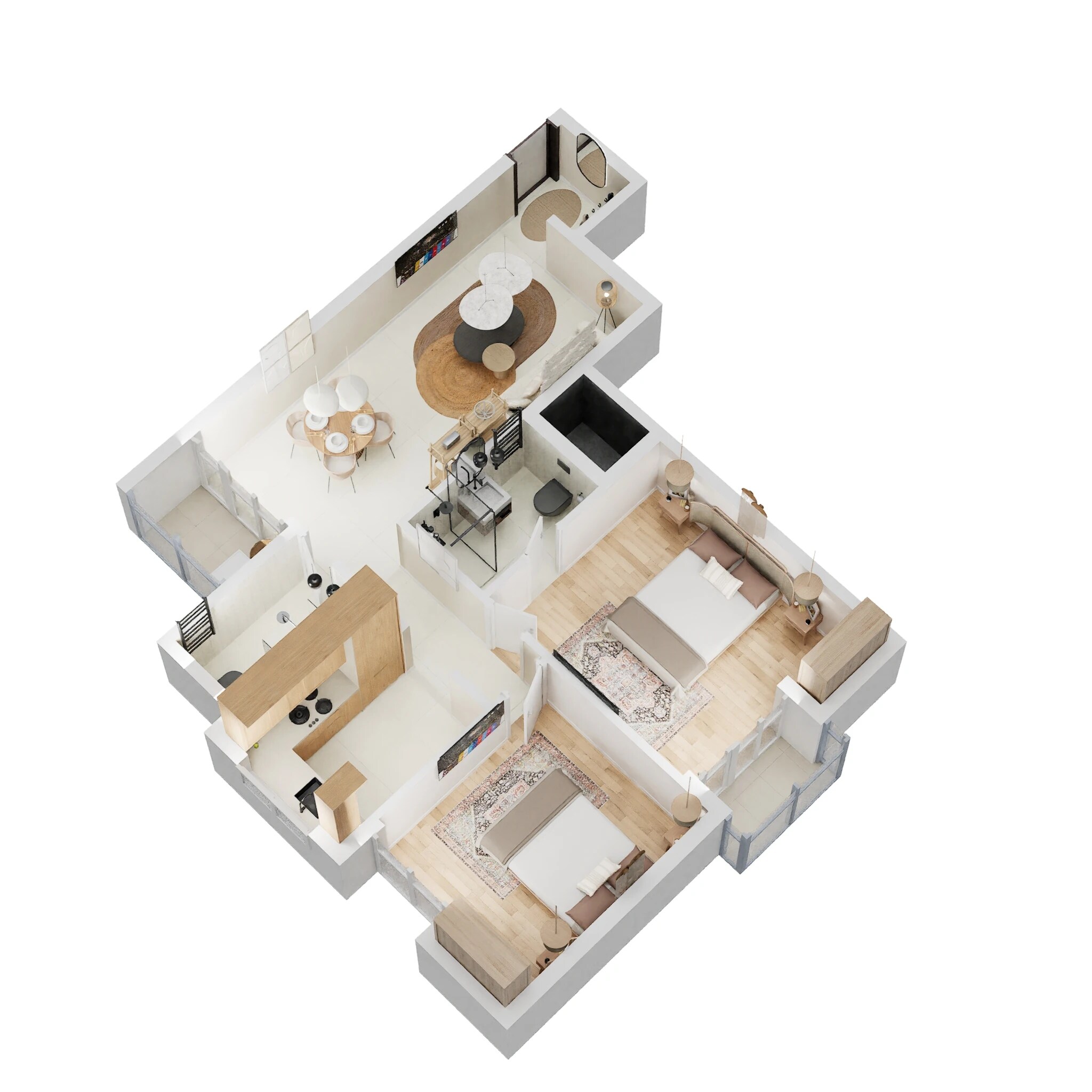 Floor plan of 2 BHK 1026 Sq. Ft. Apartment in Hi Living Serenity, Chennai