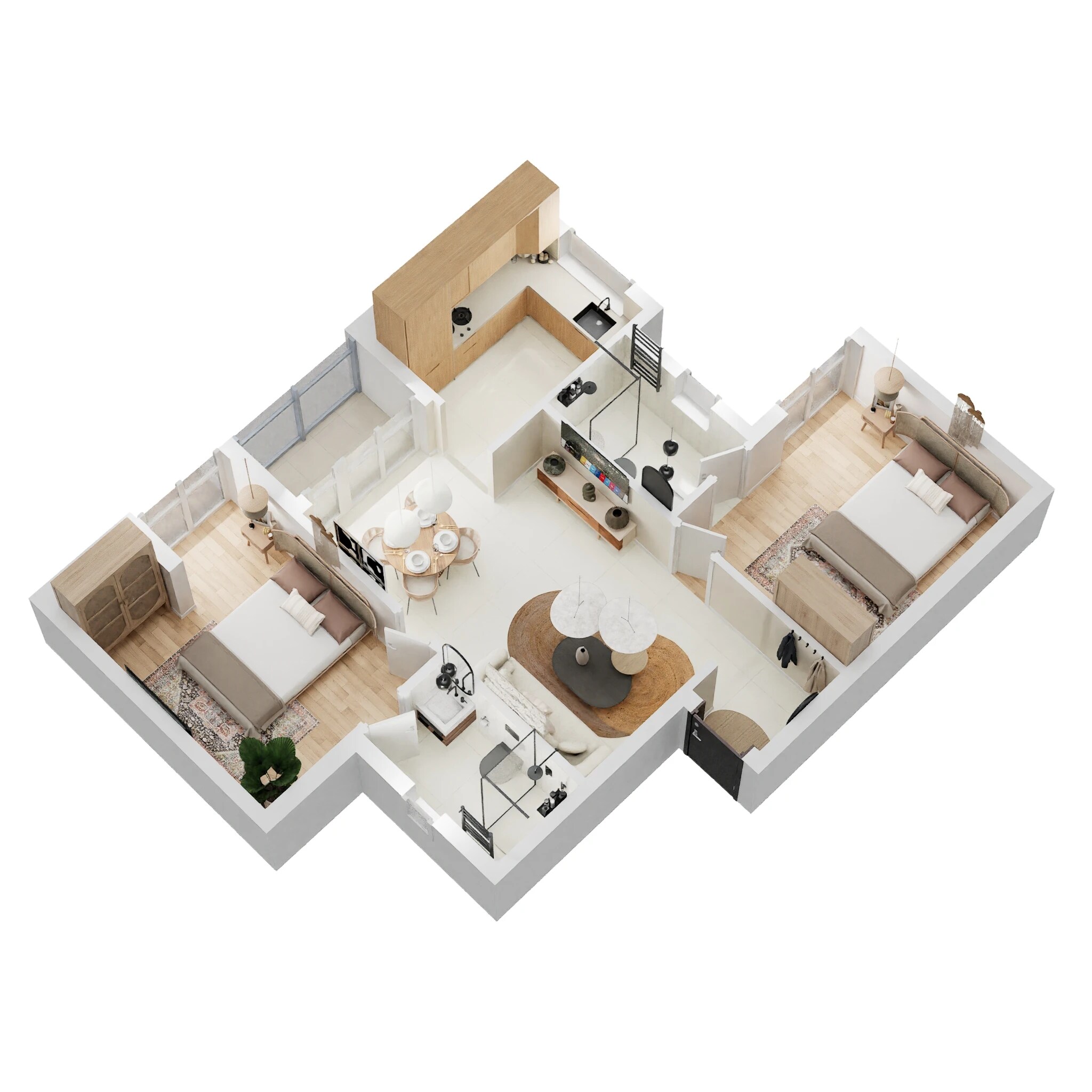 Floor plan of 2 BHK 937 Sq. Ft. Apartment in Hi Living Serenity, Chennai