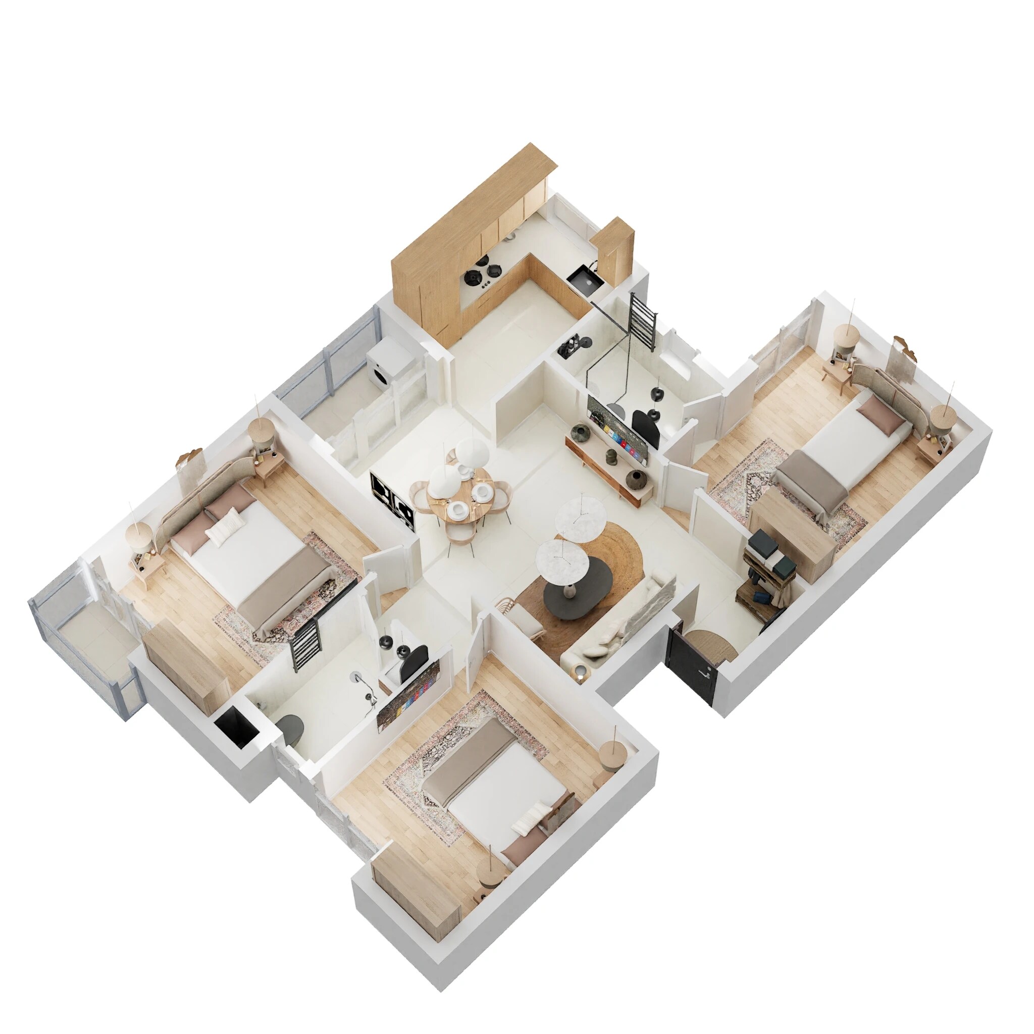 Floor plan of 3 BHK 1186 Sq. Ft. Apartment in Hi Living Serenity, Chennai